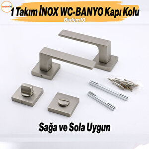 Paytak İnox Wc-banyo Kapı Kolu Kare Rozetli Sağa Sola Uygun İç Dış Kapısı Kilitlenebilir 1 Takım