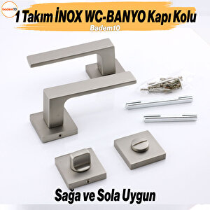 Paytak İnox Wc-banyo Kapı Kolu Kare Rozetli Sağa Sola Uygun İç Dış Kapısı Kilitlenebilir 1 Takım