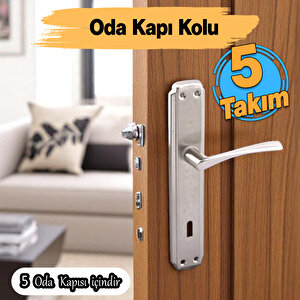 Oda Kapı Kolu (5 Takım) İnox Aynalı Sağa Sola Uygun İç Dış Ahşap Pvc Metal Çelik Kapısı Tutamağı
