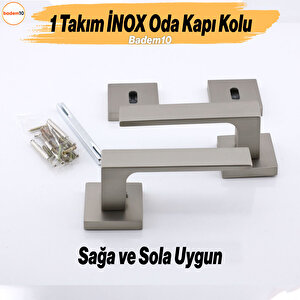 Paytak İnox Oda Kapı Kolu Kare Rozetli Sağa Sola Uygun İç Dış Ev Oda Kapısı Kilitlenebilir 1 Takım