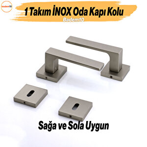 Paytak İnox Oda Kapı Kolu Kare Rozetli Sağa Sola Uygun İç Dış Ev Oda Kapısı Kilitlenebilir 1 Takım
