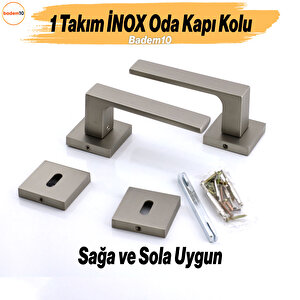 Paytak İnox Oda Kapı Kolu Kare Rozetli Sağa Sola Uygun İç Dış Ev Oda Kapısı Kilitlenebilir 1 Takım