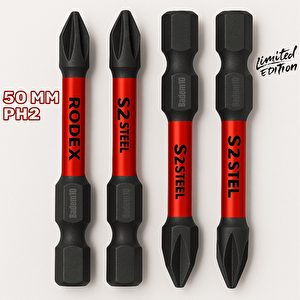 Rodex 4 Adet Mıknatıslı Bits Uç Ph2 50 Mm Vida Sökme 5 Cm Yıldız Matkap Vidalama Ucu S2 Çeliği
