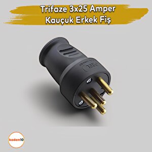 Trifaze Kauçuk Üç Fazlı Erkek Fiş 25 Amper 380 Volt Sanayi Elektriği