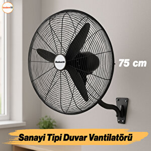 Sanayi Tipi 75 Cm 210 W Duvar Vantilatörü Endüstriyel Geniş Sessiz Duvara Monte Fan