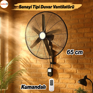 Sanayi Tipi Kumandalı 65 Cm 190w Duvar Vantilatörü Endüstriyel Sessiz Duvara Monte Fan