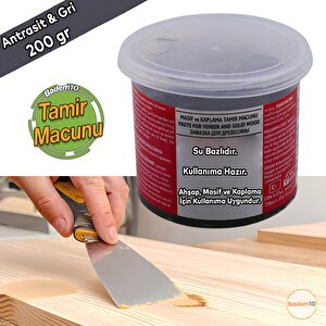 Ahşap Parke Tamir Macunu Gri Antrasit Mobilya Dolgu Çatlak Çizik Tamir Dolgusu Masif Kaplama 200 Gr