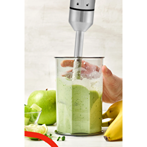 Goldmaster Fast Stick İnox 1500 Watt 4 Bıçaklı Paslanmaz Hazneli Çubuk El Blender Seti Gm-7205