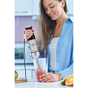 Goldmaster Fast Stick İnox 1500 Watt 4 Bıçaklı Paslanmaz Hazneli Çubuk El Blender Seti Gm-7205