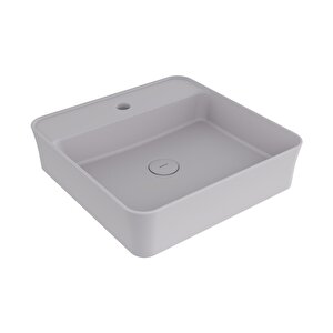 Sottile Slim Line Mat Gri Kare Lavabo – 45x45 Cm, Tezgah Üstü, Tek Delikli