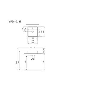 Sottile Slim Line Mat Gri Kare Lavabo – 45x45 Cm, Tezgah Üstü, Tek Delikli