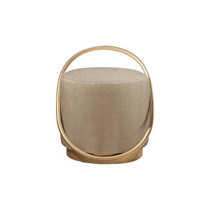 Loop Serisi Puf, Metal Halkalı Puf, Makyaj Oturağı ,puf Bench Montajsız Oturak Gold Metal Ayaklı Cappuccino
