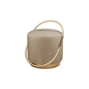Loop Serisi Puf, Metal Halkalı Puf, Makyaj Oturağı ,puf Bench Montajsız Oturak Gold Metal Ayaklı Cappuccino