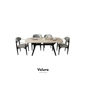Traverten Yemek Odası Takımı (yemek Masası + 4 Adet Sandalye) 210x100 cm