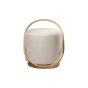 Loop Serisi Puf, Metal Halkalı Puf, Makyaj Oturağı ,puf Bench Montajsız Oturak Gold Metal Ayaklı Beyaz