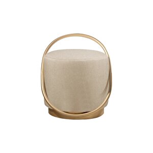 Loop Serisi Puf, Metal Halkalı Puf, Makyaj Oturağı ,puf Bench Montajsız Oturak Gold Metal Ayaklı Krem