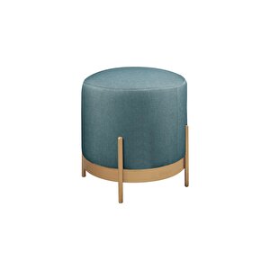 Ella Mio Puf, Metal Halkalı Puf, Makyaj Oturağı ,puf Bench Montajsız Oturak Gold Metal Ayaklı Füme