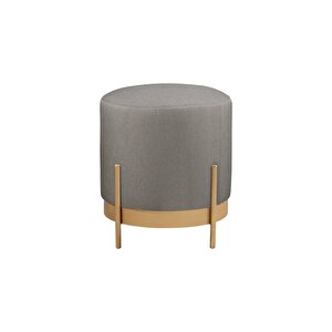 Ella Mio Puf, Metal Halkalı Puf, Makyaj Oturağı ,puf Bench Montajsız Oturak Gold Metal Ayaklı Antrasit
