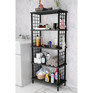 5 Raflı Çevir-kur Raf Ünitesi | Telli Metal Gövdeli Organizer | Banyo, Mutfak, Balkon, Antre Uyumlu Antrasit