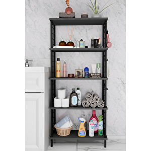 5 Raflı Çevir-kur Raf Ünitesi | Telli Metal Gövdeli Organizer | Banyo, Mutfak, Balkon, Antre Uyumlu Antrasit