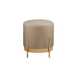 Ella Mio Puf, Metal Halkalı Puf, Makyaj Oturağı ,puf Bench Montajsız Oturak Gold Metal Ayaklı Cappuccino