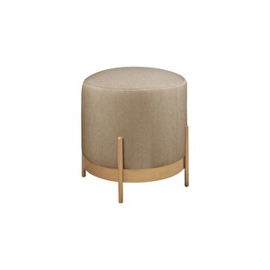 Ella Mio Puf, Metal Halkalı Puf, Makyaj Oturağı ,puf Bench Montajsız Oturak Gold Metal Ayaklı Cappuccino
