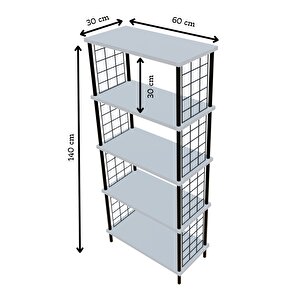 5 Raflı Çevir-kur Raf Ünitesi | Telli Metal Gövdeli Organizer | Banyo, Mutfak, Balkon, Antre Uyumlu
