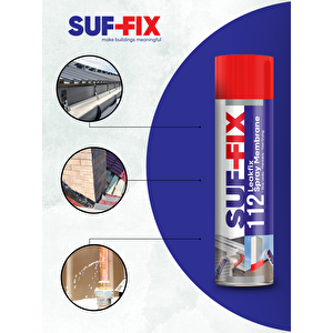Suf-fix 112 Leakfix Spray Membrane 500 Ml – Esnek Su Yalıtım Spreyi, Siyah