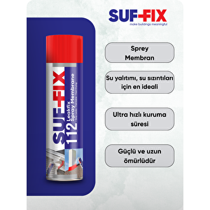 Suf-fix 112 Leakfix Spray Membrane 500 Ml – Esnek Su Yalıtım Spreyi, Siyah