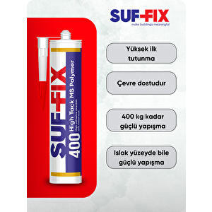 Suf-fix 400 Silikonize Akrilik Mastik 310 Ml – Boyanabilir, Beyaz