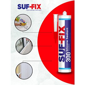 Suf-fix 300 Asetoksi Silikon Mastik 280 Ml – Şeffaf, Uv Dayanımlı