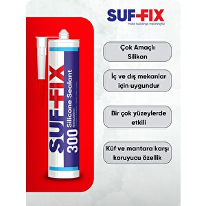 Suf-fix 300 Asetoksi Silikon Mastik 280 Ml – Şeffaf, Uv Dayanımlı