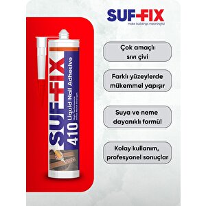 Suf-fix 410 Sıvı Çivi Süper Güçlü İnşaat Yapıştırıcısı 310 Ml – Beyaz