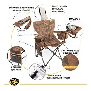 Cool Ice Taktik Kamuflaj Lüks Kamp Sandalyesi