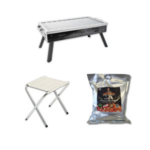 Kara Mangal Büyük+tabure+kömür Mangal Seti