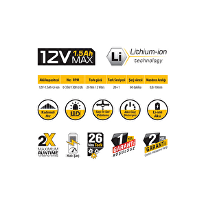 Akülü Vi̇dalama Seti̇ 12 Volt (1,5 Ah)
