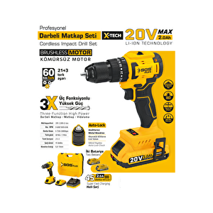 Darbeli̇ Matkap Seti̇ 20 Volt 60nm (2.0ah) (kömürsüz Motor)