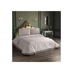 Kapitone Yatak Örtüsü Takımı Çift Kişilik Krem 1 Yatak Örtüsü 225x250cm + 2 Yastık Kılıfı 60x80cm