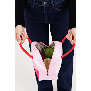 Tavşanlı Pembe Yemek Çantası 23 X 16 Cm