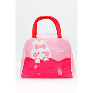 Ecrou Tavşanlı Pembe Yemek Çantası 23 X 16 Cm