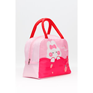 Ecrou Tavşanlı Pembe Yemek Çantası 23 X 16 Cm