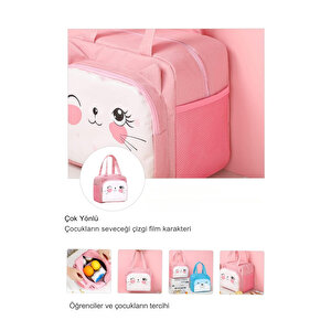 Ecrou Pembe Göz Kırpan Kedi Termal Yemek Çantası 20 X 24 X 12 Cm