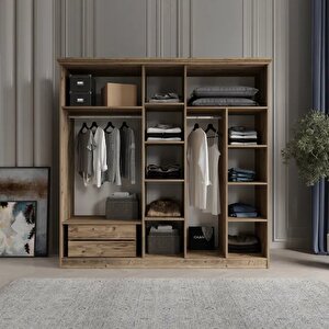 Soho 5 Kapakli Bazali Gardirop Tamami Mdf, Yeşil Yeşil