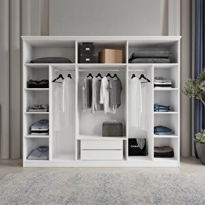 Soho 6 Kapakli Bazali Gardirop Tamami Mdf, Beyaz Beyaz