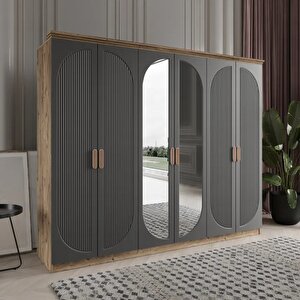 Soho 6 Kapakli Bazali Gardirop Tamami Mdf, Antrasit Antrasit