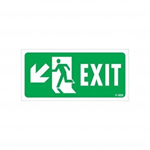 Exit Sol Aşağı Uyarı Levhası 17,5x25 Kod:958