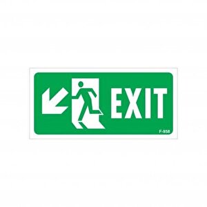 Avmdepo  Exit Sol Aşağı Uyarı Levhası 17,5x25 Kod:958