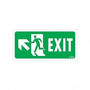 Exit Sol Yukarıı Uyarı Levhası 17,5x25 Kod:960