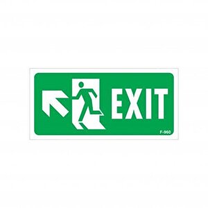 Avmdepo  Exit Sol Yukarıı Uyarı Levhası 17,5x25 Kod:960
