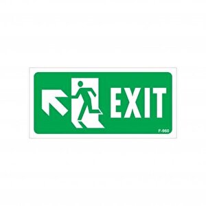 Avmdepo  Exit Sol Yukarıı Uyarı Levhası 17,5x25 Kod:960